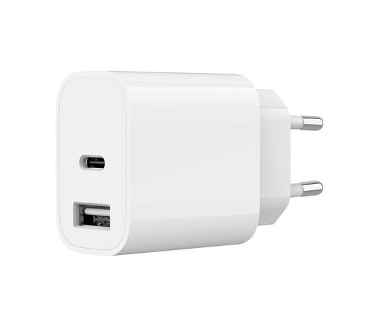 Зарядний пристрій Gembird 1xUSB-A+1xUSB-C 5V/2.4A (12W) white (TA-UC-2AC12-01)