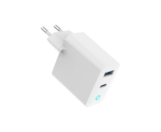 Зарядное устройство Gembird 1хUSB-A (QC3.0 18W) + 1xType-C (PD 65W) white (TA-UC-PDQC65L-W-01), изображение 4 Зарядное устройство Gembird 1хUSB-A (QC3.0 18W) + 1xType-C (PD 65W) white (TA-UC-PDQC65L-W-01), изображение 4