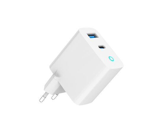 Зарядное устройство Gembird 1хUSB-A (QC3.0 18W) + 1xType-C (PD 65W) white (TA-UC-PDQC65L-W-01), изображение 6 Зарядное устройство Gembird 1хUSB-A (QC3.0 18W) + 1xType-C (PD 65W) white (TA-UC-PDQC65L-W-01), изображение 6