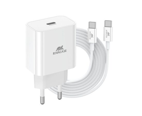 Зарядное устройство RivaCase 1xUSB Type-C PD 20 Вт кабель Type-C white (PS4101 WD4 (White))