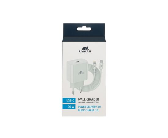 Зарядное устройство RivaCase 1xUSB Type-C PD 20 Вт кабель Type-C-Lighting white (PS4101 WD5 (White)), изображение 3