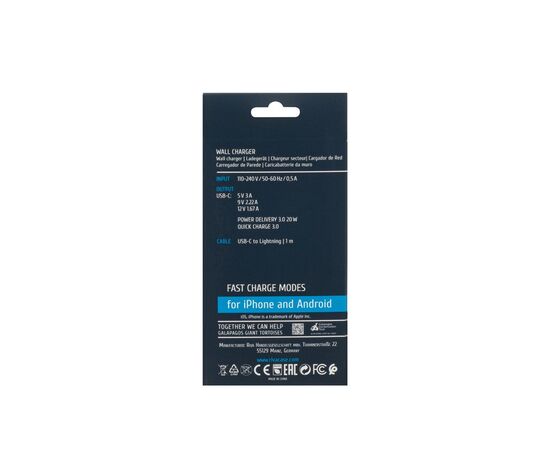Зарядное устройство RivaCase 1xUSB Type-C PD 20 Вт кабель Type-C-Lighting white (PS4101 WD5 (White)), изображение 4