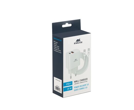 Зарядное устройство RivaCase 2хUSB-А + Type-C PD 20W+QC3.0 кабель Type-C white (PS4102 WD4 (White)), изображение 2 Зарядное устройство RivaCase 2хUSB-А + Type-C PD 20W+QC3.0 кабель Type-C white (PS4102 WD4 (White)), изображение 2