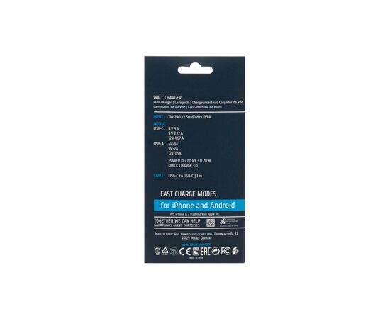 Зарядное устройство RivaCase 2хUSB-А + Type-C PD 20W+QC3.0 кабель Type-C white (PS4102 WD4 (White)), изображение 4 Зарядное устройство RivaCase 2хUSB-А + Type-C PD 20W+QC3.0 кабель Type-C white (PS4102 WD4 (White)), изображение 4