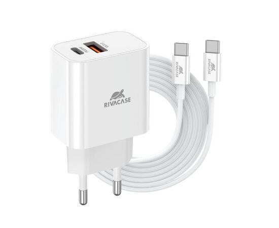 Зарядний пристрій RivaCase 2хUSB-А + Type-C PD 20W+QC3.0 кабель Type-C white (PS4102 WD4 (White))