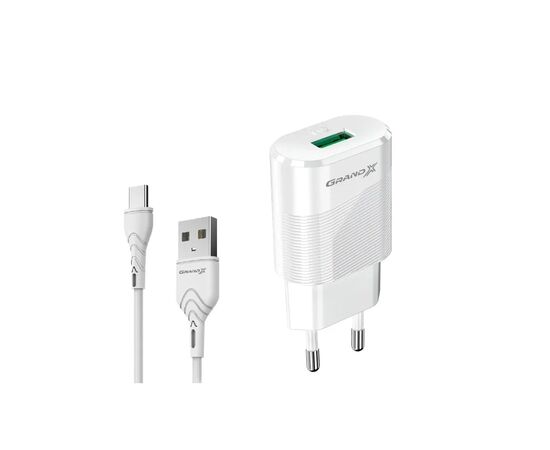 Зарядное устройство Grand-X CH-17WT USB 5V 2.1A + USB-C cable (CH-17WT)