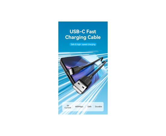 Дата кабель USB 2.0 AM to Type-C 0.5m 3.0A (18W) PVC Vention (CTHBD), изображение 2 Дата кабель USB 2.0 AM to Type-C 0.5m 3.0A (18W) PVC Vention (CTHBD), изображение 2