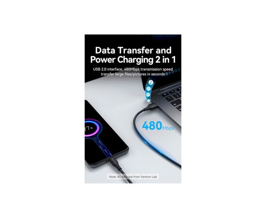 Дата кабель USB 2.0 AM to Type-C 0.5m 3.0A (18W) PVC Vention (CTHBD), изображение 5 Дата кабель USB 2.0 AM to Type-C 0.5m 3.0A (18W) PVC Vention (CTHBD), изображение 5