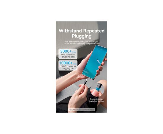 Дата кабель USB 2.0 AM to Type-C 1.0m 3.0A (18W) PVC black Vention (CTHBG), изображение 10 Дата кабель USB 2.0 AM to Type-C 1.0m 3.0A (18W) PVC black Vention (CTHBG), изображение 10