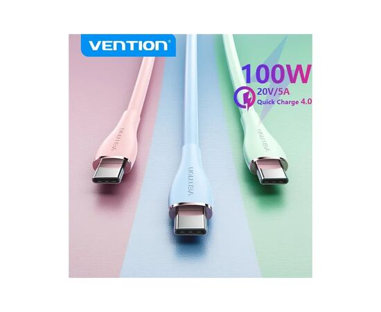 Дата кабель USB-C to USB-C 1.0m USB2.0 100W (20V/5A) Light Blue Silicone Vention (TAWSF), изображение 8 Дата кабель USB-C to USB-C 1.0m USB2.0 100W (20V/5A) Light Blue Silicone Vention (TAWSF), изображение 8