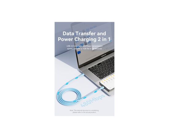 Дата кабель USB-C to USB-C 2.0m USB2.0 100W (20V/5A) Light Blue Silicone Vention (TAWSH), изображение 11 Дата кабель USB-C to USB-C 2.0m USB2.0 100W (20V/5A) Light Blue Silicone Vention (TAWSH), изображение 11