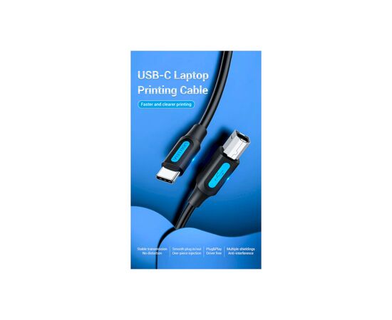 Кабель для принтера USB 2.0 USB-C/BM 2.0m 2.4А 480Mbps Vention (CQUBH), изображение 3 Кабель для принтера USB 2.0 USB-C/BM 2.0m 2.4А 480Mbps Vention (CQUBH), изображение 3