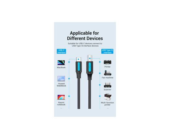 Кабель для принтера USB 2.0 USB-C/BM 2.0m 2.4А 480Mbps Vention (CQUBH), изображение 4 Кабель для принтера USB 2.0 USB-C/BM 2.0m 2.4А 480Mbps Vention (CQUBH), изображение 4