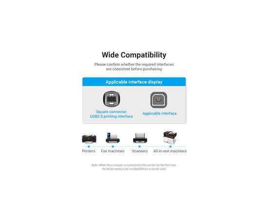 Кабель для принтера USB 2.0 AM/BM 1.0m 480Mbps PVC black Vention (COQBF), изображение 9 Кабель для принтера USB 2.0 AM/BM 1.0m 480Mbps PVC black Vention (COQBF), изображение 9