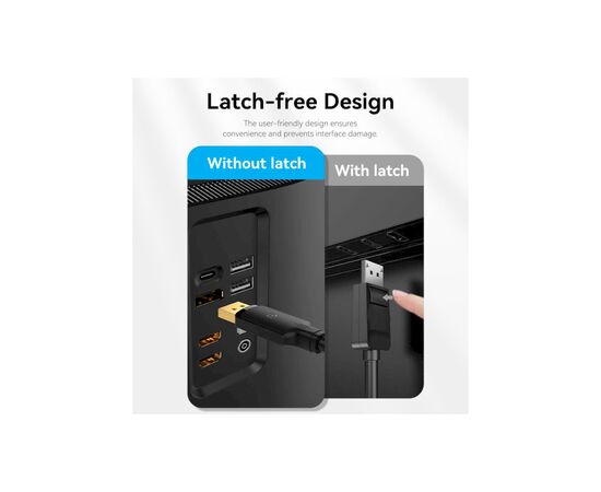 Кабель мультимедийный DisplayPort to DisplayPort 1.5m V1.2 4K 60Hz 3D Dolby 7.1 Vention (HAKBG), изображение 9 Кабель мультимедийный DisplayPort to DisplayPort 1.5m V1.2 4K 60Hz 3D Dolby 7.1 Vention (HAKBG), изображение 9