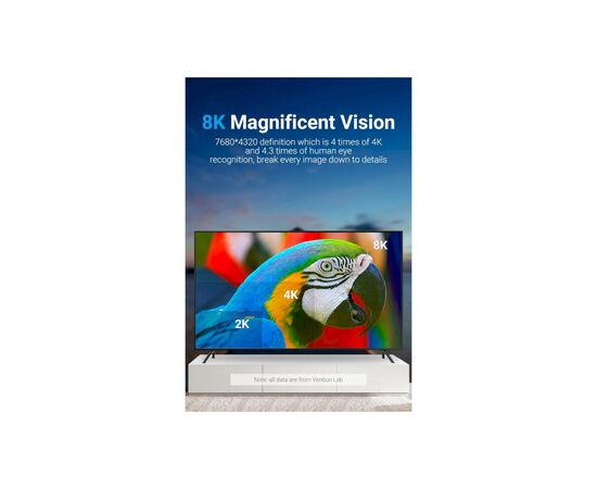 Кабель мультимедийный HDMI to HDMI 1.5m V2.1 8K 60Hz Silver Metal Type Vention (ALCIG), изображение 5 Кабель мультимедийный HDMI to HDMI 1.5m V2.1 8K 60Hz Silver Metal Type Vention (ALCIG), изображение 5