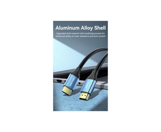 Кабель мультимедийный HDMI to HDMI 2.0m V2.0 4K 60Hz Aluminum Alloy Blue Vention (ALHSH), изображение 6 Кабель мультимедийный HDMI to HDMI 2.0m V2.0 4K 60Hz Aluminum Alloy Blue Vention (ALHSH), изображение 6