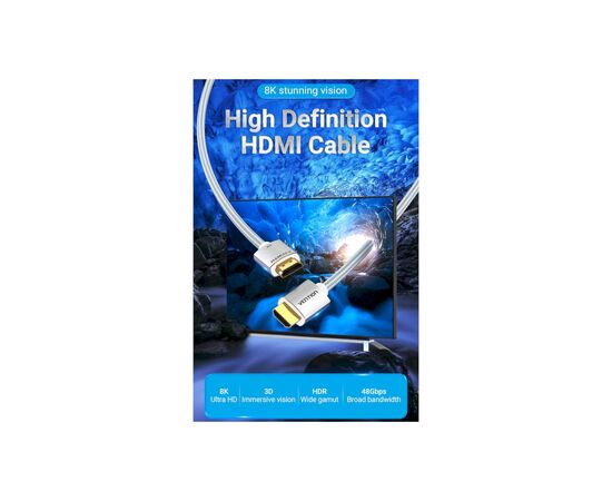 Кабель мультимедийный HDMI to HDMI 2.0m V2.1 8K 60Hz Silver Metal Type Vention (ALCIH), изображение 9 Кабель мультимедийный HDMI to HDMI 2.0m V2.1 8K 60Hz Silver Metal Type Vention (ALCIH), изображение 9