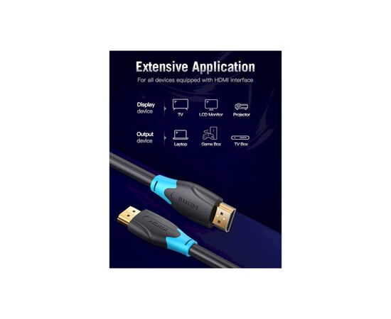 Кабель мультимедийный HDMI to HDMI 8.0m V2.0 4K 60Hz PVC Vention (AACBK), изображение 11 Кабель мультимедийный HDMI to HDMI 8.0m V2.0 4K 60Hz PVC Vention (AACBK), изображение 11
