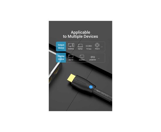 Кабель мультимедийный HDMI to HDMI 8.0m V2.0 Engineering 4K 60Hz 18Gbps HD 7.1 PVC Black Vention (AAMBK), изображение 6 Кабель мультимедийный HDMI to HDMI 8.0m V2.0 Engineering 4K 60Hz 18Gbps HD 7.1 PVC Black Vention (AAMBK), изображение 6