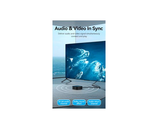 Кабель мультимедийный HDMI to HDMI 10.0m V2.0 4K 60Hz Aluminum Alloy Blue Vention (ALHSL), изображение 8 Кабель мультимедийный HDMI to HDMI 10.0m V2.0 4K 60Hz Aluminum Alloy Blue Vention (ALHSL), изображение 8