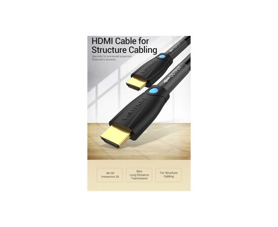Кабель мультимедийный HDMI to HDMI 10.0m V2.0 Engineering 4K 60Hz 18Gbps HD 7.1 PVC Black Vention (AAMBL), изображение 3 Кабель мультимедийный HDMI to HDMI 10.0m V2.0 Engineering 4K 60Hz 18Gbps HD 7.1 PVC Black Vention (AAMBL), изображение 3