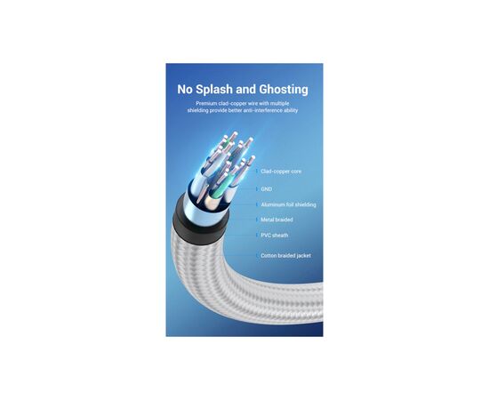 Кабель мультимедийный HDMI to HDMI 15.0m V2.0 4K Silver Metal Type Vention (AABIN), изображение 5 Кабель мультимедийный HDMI to HDMI 15.0m V2.0 4K Silver Metal Type Vention (AABIN), изображение 5