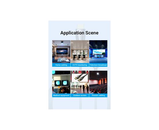 Кабель мультимедийный HDMI to HDMI 30.0m V2.0 Optical 4K 60Hz 18Gbps Dolby 7.1 PVC Black Zinc Alloy Vention (ALABT), изображение 12 Кабель мультимедийный HDMI to HDMI 30.0m V2.0 Optical 4K 60Hz 18Gbps Dolby 7.1 PVC Black Zinc Alloy Vention (ALABT), изображение 12