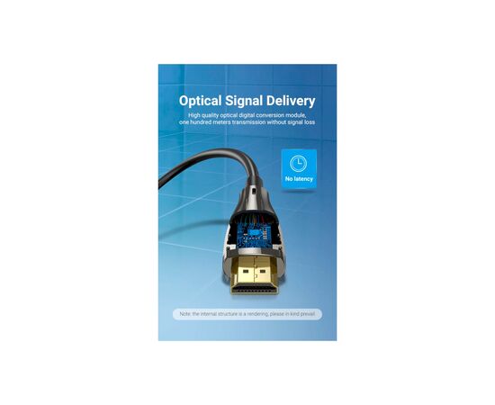 Кабель мультимедийный HDMI to HDMI 30.0m V2.0 Optical 4K 60Hz 18Gbps Dolby 7.1 PVC Black Zinc Alloy Vention (ALABT), изображение 6 Кабель мультимедийный HDMI to HDMI 30.0m V2.0 Optical 4K 60Hz 18Gbps Dolby 7.1 PVC Black Zinc Alloy Vention (ALABT), изображение 6