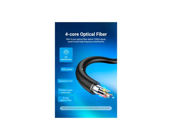 Кабель мультимедийный HDMI to HDMI 50.0m V2.0 Optical 4K 60Hz 18Gbps Dolby 7.1 PVC Black Zinc Alloy Vention (ALABX), изображение 7 Кабель мультимедийный HDMI to HDMI 50.0m V2.0 Optical 4K 60Hz 18Gbps Dolby 7.1 PVC Black Zinc Alloy Vention (ALABX), изображение 7