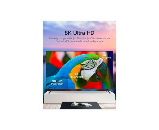 Кабель мультимедийный HDMI to HDMI 60.0m V2.1 Optical 8K 60Hz 48Gbps Dolby 7.1 TPE Black Metal Type Vention (AAZBAE), изображение 6