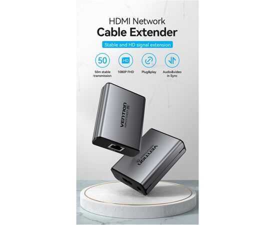 Адаптер HDMI via UTP up to 60m w/Power adapter(RX/TX) V1.4 1080p 60Hz 3D DD7.1 Vention (AKGH0-EU), изображение 2 Адаптер HDMI via UTP up to 60m w/Power adapter(RX/TX) V1.4 1080p 60Hz 3D DD7.1 Vention (AKGH0-EU), изображение 2