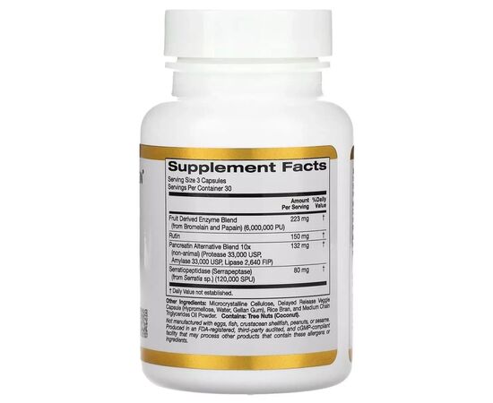 Витаминно-минеральный комплекс California Gold Nutrition Ферменты протеолитические широкого спектра и отсроче (CGN-01154), изображение 2 Витаминно-минеральный комплекс California Gold Nutrition Ферменты протеолитические широкого спектра и отсроче (CGN-01154), изображение 2