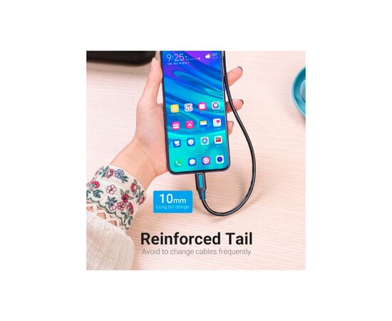 Дата кабель USB 2.0 AM to Type-C 0.5m 5.0A (25W) PVC black Vention (CORBD), изображение 11 Дата кабель USB 2.0 AM to Type-C 0.5m 5.0A (25W) PVC black Vention (CORBD), изображение 11