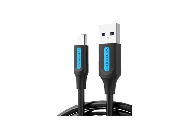 Дата кабель USB 2.0 AM to Type-C 0.5m 5.0A (25W) PVC black Vention (CORBD), изображение 2 Дата кабель USB 2.0 AM to Type-C 0.5m 5.0A (25W) PVC black Vention (CORBD), изображение 2