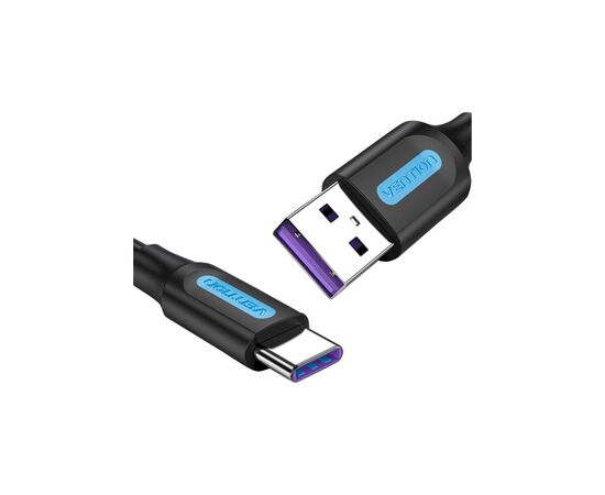 Дата кабель USB 2.0 AM to Type-C 0.5m 5.0A (25W) PVC black Vention (CORBD), изображение 3 Дата кабель USB 2.0 AM to Type-C 0.5m 5.0A (25W) PVC black Vention (CORBD), изображение 3