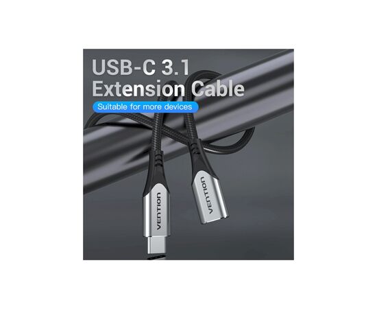 Дата кабель USB-C 3.1 M/F 1.0m 60W (20V/3A) 4K60HZ Thunderbolt 3 Vention (TABHF), изображение 3 Дата кабель USB-C 3.1 M/F 1.0m 60W (20V/3A) 4K60HZ Thunderbolt 3 Vention (TABHF), изображение 3