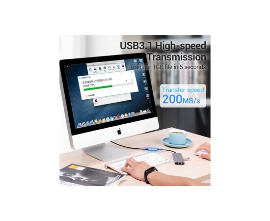 Дата кабель USB-C 3.1 M/F 1.0m 60W (20V/3A) 4K60HZ Thunderbolt 3 Vention (TABHF), изображение 5 Дата кабель USB-C 3.1 M/F 1.0m 60W (20V/3A) 4K60HZ Thunderbolt 3 Vention (TABHF), изображение 5