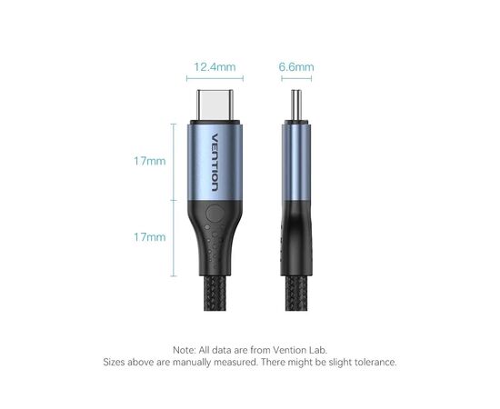 Дата кабель USB-C to USB-C 1.0m USB4.0 240W (50V/5A) 8K60Hz Thunderbolt 4 Gray Aluminum Alloy Vention (TAVHF), изображение 2 Дата кабель USB-C to USB-C 1.0m USB4.0 240W (50V/5A) 8K60Hz Thunderbolt 4 Gray Aluminum Alloy Vention (TAVHF), изображение 2