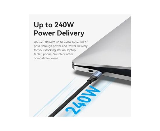 Дата кабель USB-C to USB-C 1.0m USB4.0 240W (50V/5A) 8K60Hz Thunderbolt 4 Gray Aluminum Alloy Vention (TAVHF), изображение 6 Дата кабель USB-C to USB-C 1.0m USB4.0 240W (50V/5A) 8K60Hz Thunderbolt 4 Gray Aluminum Alloy Vention (TAVHF), изображение 6