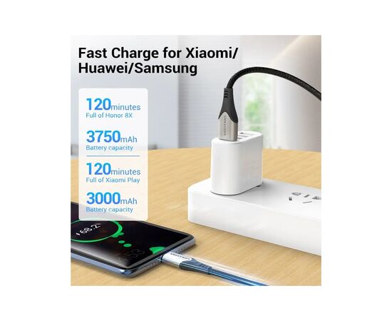 Дата кабель USB 2.0 AM to Micro 5P 0.25m 3.0A (18W) PVC Gray Aluminum Alloy Vention (COAHC), изображение 11 Дата кабель USB 2.0 AM to Micro 5P 0.25m 3.0A (18W) PVC Gray Aluminum Alloy Vention (COAHC), изображение 11