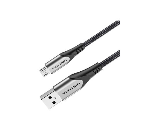 Дата кабель USB 2.0 AM to Micro 5P 0.25m 3.0A (18W) PVC Gray Aluminum Alloy Vention (COAHC), изображение 2 Дата кабель USB 2.0 AM to Micro 5P 0.25m 3.0A (18W) PVC Gray Aluminum Alloy Vention (COAHC), изображение 2