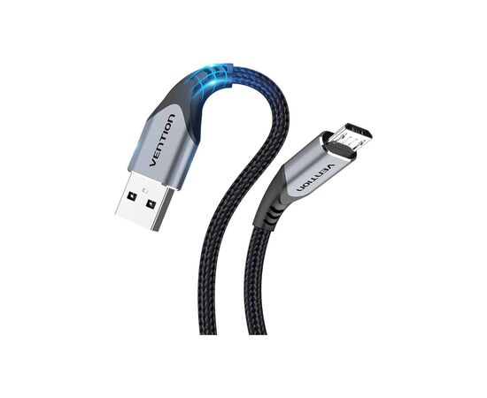 Дата кабель USB 2.0 AM to Micro 5P 0.25m 3.0A (18W) PVC Gray Aluminum Alloy Vention (COAHC), изображение 3 Дата кабель USB 2.0 AM to Micro 5P 0.25m 3.0A (18W) PVC Gray Aluminum Alloy Vention (COAHC), изображение 3