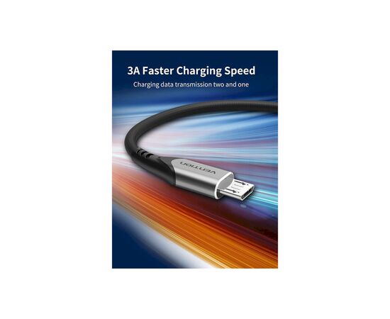 Дата кабель USB 2.0 AM to Micro 5P 0.25m 3.0A (18W) PVC Gray Aluminum Alloy Vention (COAHC), изображение 4 Дата кабель USB 2.0 AM to Micro 5P 0.25m 3.0A (18W) PVC Gray Aluminum Alloy Vention (COAHC), изображение 4
