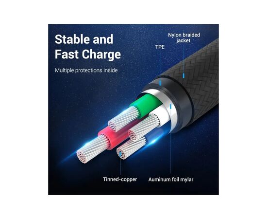 Дата кабель USB 2.0 AM to Micro 5P 0.25m 3.0A (18W) PVC Gray Aluminum Alloy Vention (COAHC), изображение 8 Дата кабель USB 2.0 AM to Micro 5P 0.25m 3.0A (18W) PVC Gray Aluminum Alloy Vention (COAHC), изображение 8