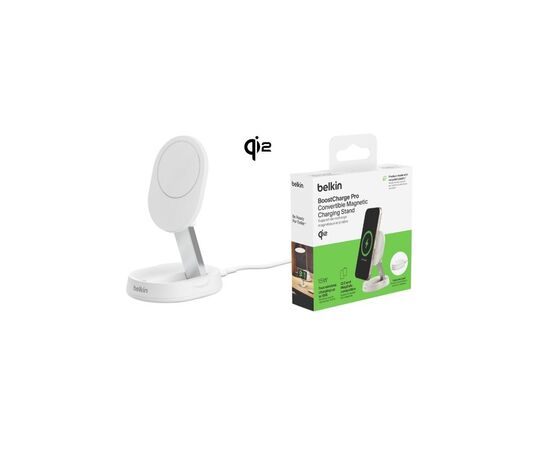 Зарядное устройство Belkin 15W Magnetic Stand Qi2 white (WIA008BTWH)