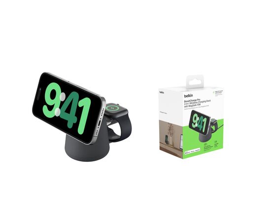 Зарядное устройство Belkin 2in1 MagSafe iPhone/Watch/AirPods Charcoal Mass (WIZ020VFH36), изображение 12 Зарядное устройство Belkin 2in1 MagSafe iPhone/Watch/AirPods Charcoal Mass (WIZ020VFH36), изображение 12