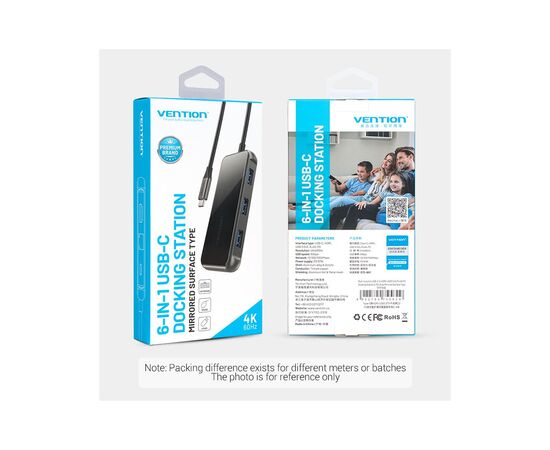 Концентратор Vention USB 3.1 Type-C to HDMI 4K60Hz/USB 3.0х3/RJ45/PD 87W 6-in-1 Mirrored Surface (TFFHB), изображение 10 Концентратор Vention USB 3.1 Type-C to HDMI 4K60Hz/USB 3.0х3/RJ45/PD 87W 6-in-1 Mirrored Surface (TFFHB), изображение 10