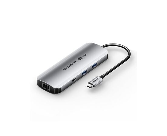 Концентратор Vention USB 3.1 Type-C to HDMI 4K60Hz/USB 3.0x2/RJ45/SD/TF/3.5mm/PD 100W Hub 9-in-1 (TQMHB)