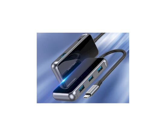 Концентратор Vention USB 3.1 Type-C to 4хUSB 3.0/PD 87W 5-in-1 Gray Mirrored Surface (TFDHB), изображение 10 Концентратор Vention USB 3.1 Type-C to 4хUSB 3.0/PD 87W 5-in-1 Gray Mirrored Surface (TFDHB), изображение 10